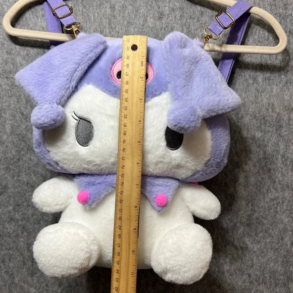 Sanrio Kuromi Plush‎ Backpack Shoulder Bag Plushie Kawaii Purple White - Picture 3 of 9